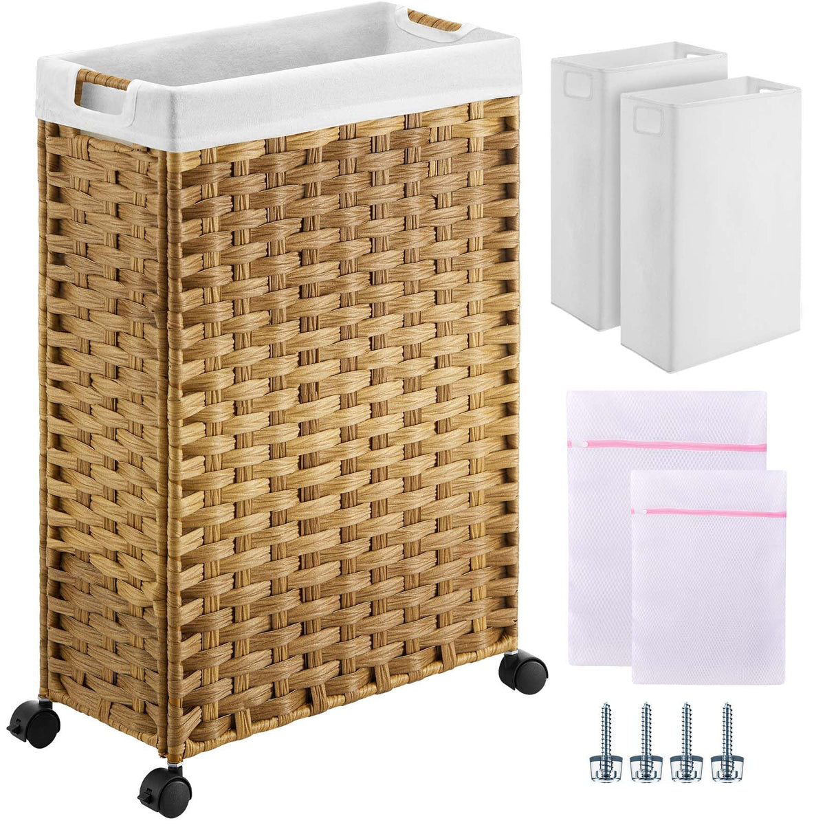 GREENSTELL laundry hamper with wheels, assembly-ready for quick setup and easy rolling.