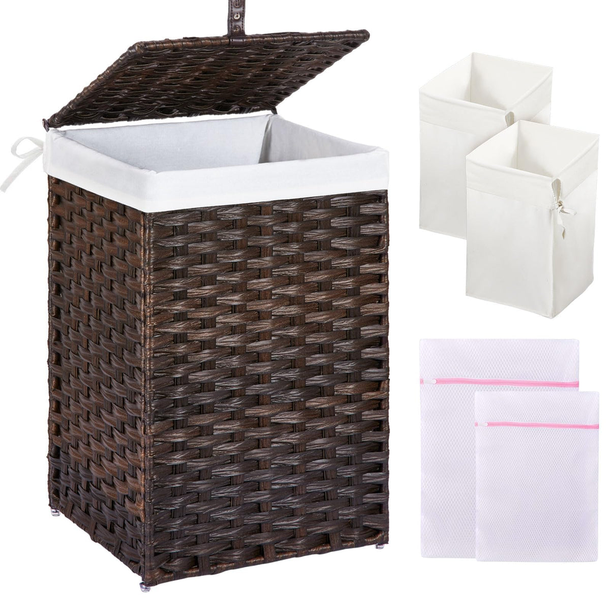 Greenstell laundry hamper with lid keeps dirty clothes discreet and ready for sorting.