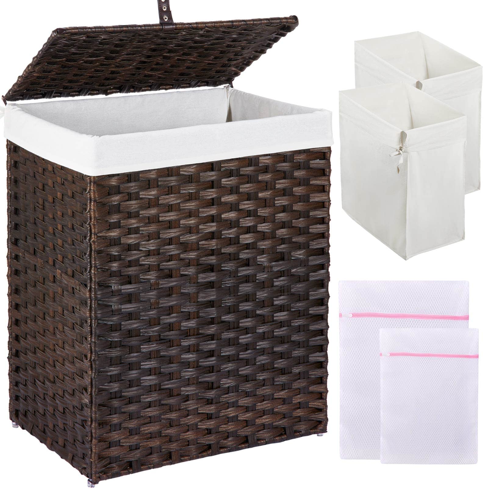 GREENSTELL laundry hamper with lid showing 90L capacity for easy sorting