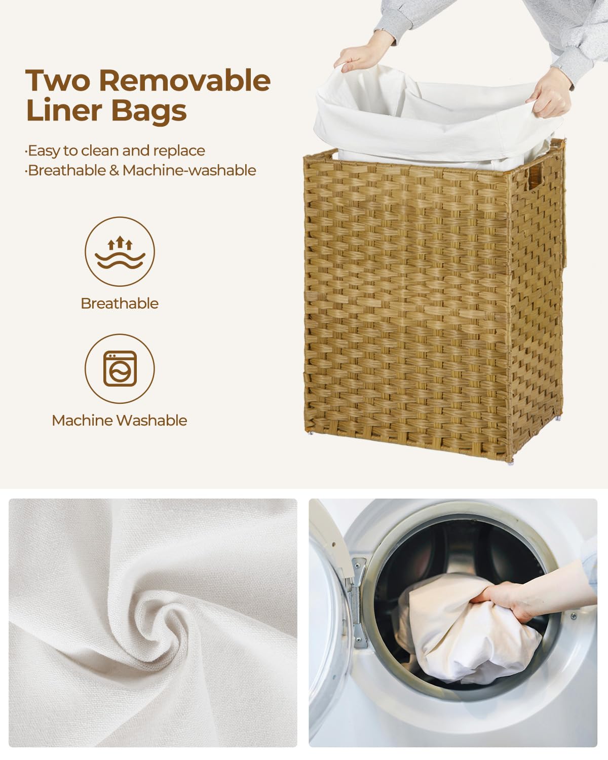 Greenstell Hamper features handwoven synthetic rattan for a natural, durable look