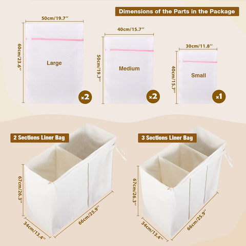 Greenstell 2-section liner bags organize laundry by type