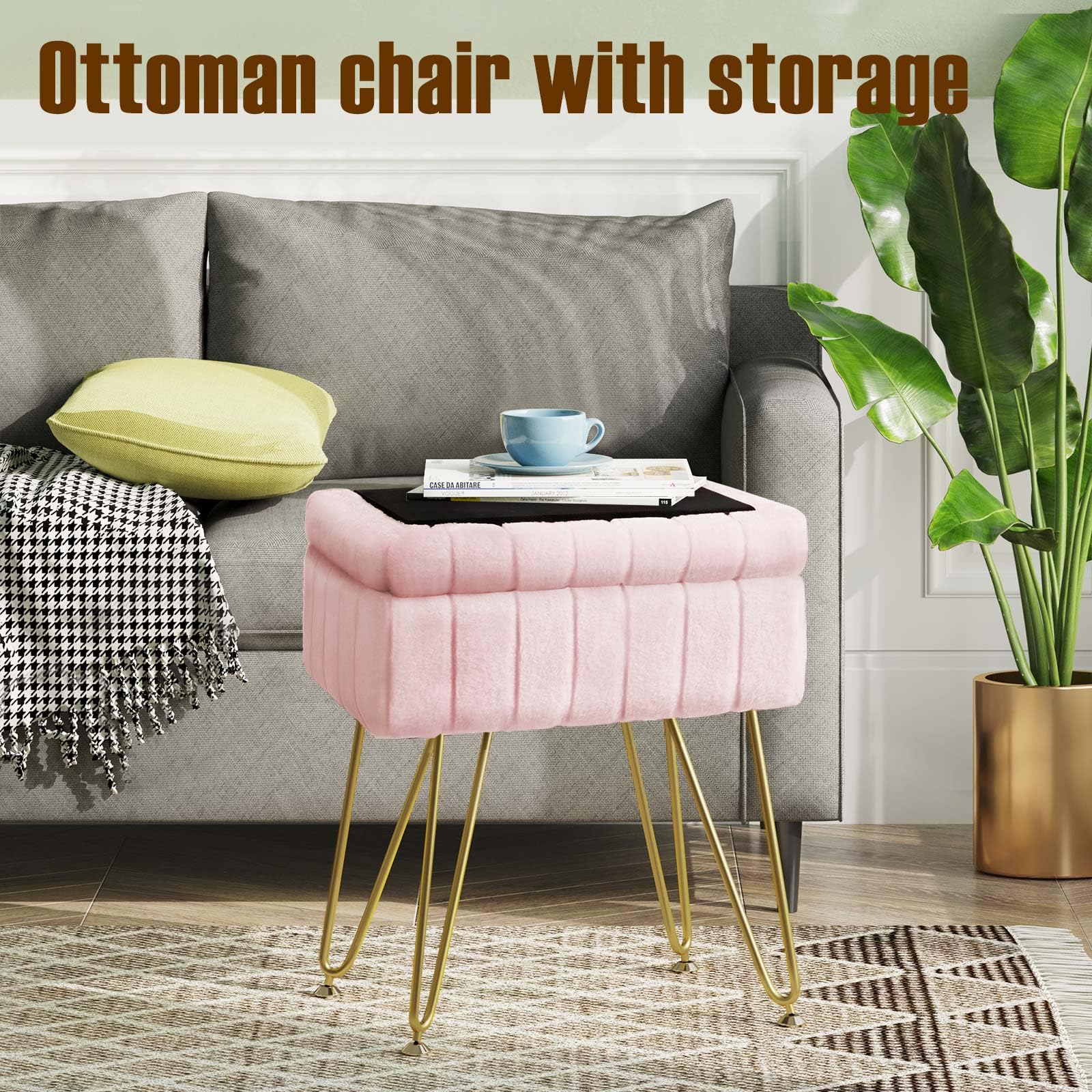GREENSTELL multi-use ottoman with storage compartment