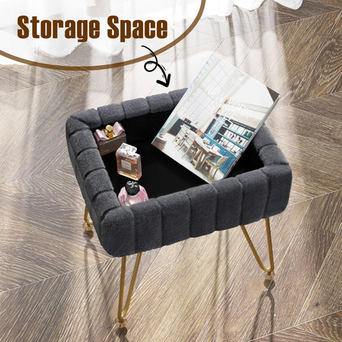 Greenstell padded fur seat offers comfortable height for dressing room routines.