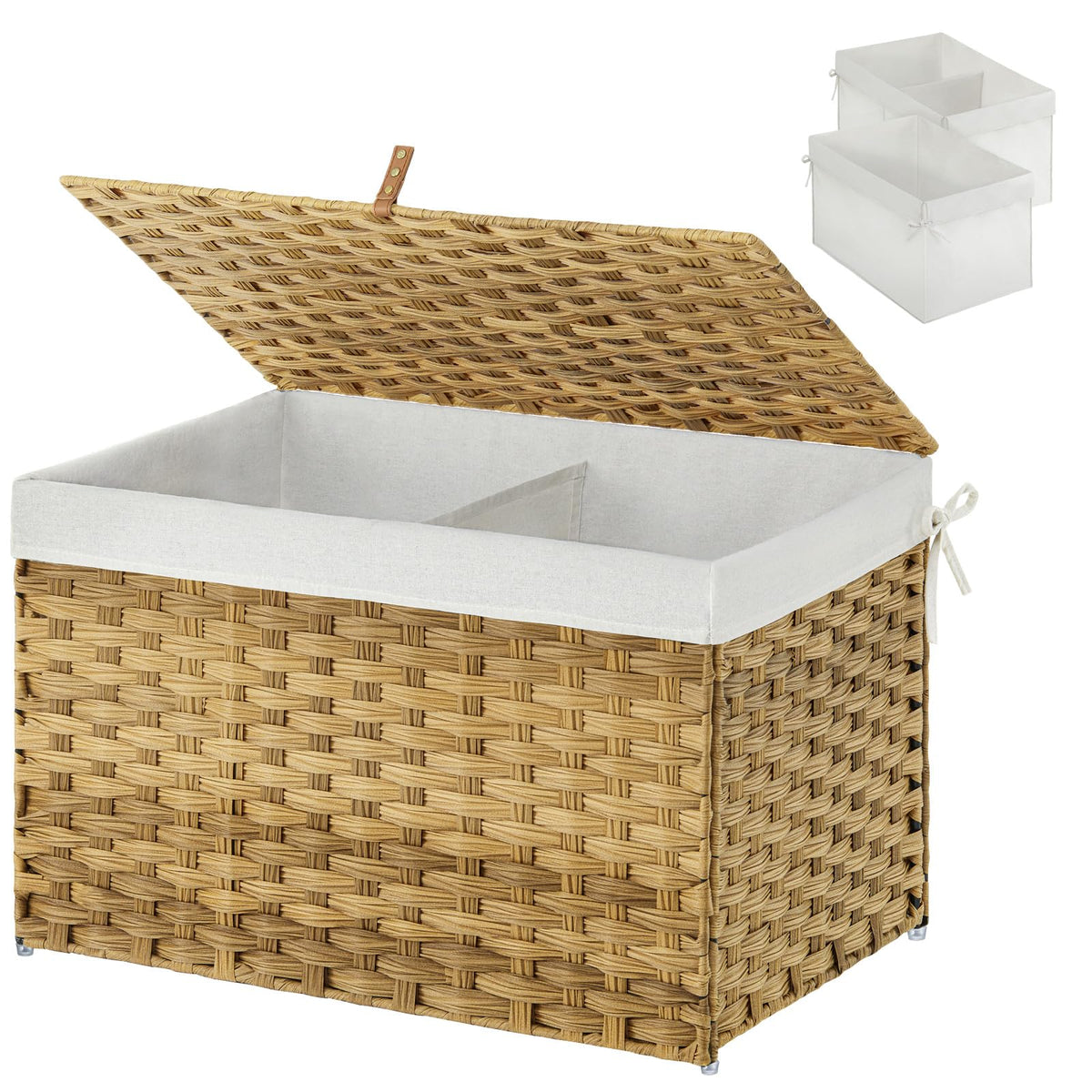 Greenstell storage basket with lid front view showing sturdy handles for easy transport.