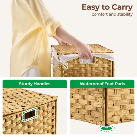 Greenstell storage basket with removable liner bags showing built-in divider for organization.