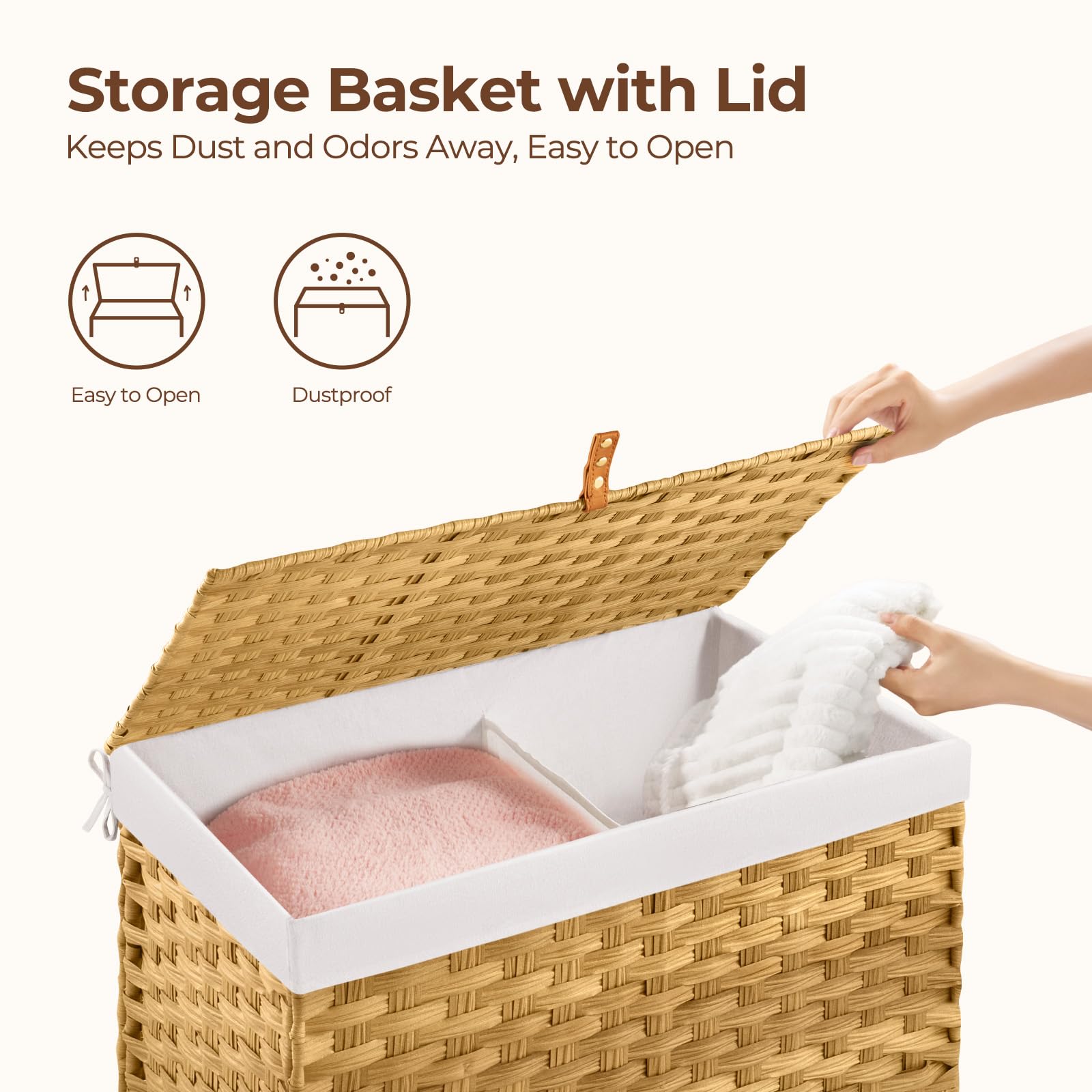Greenstell storage basket made of waterproof synthetic rattan material for protection.