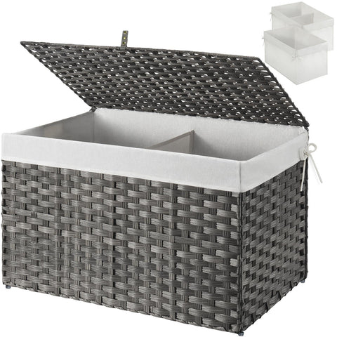 GREENSTELL storage basket with lid grey demonstrates organized bedding storage.