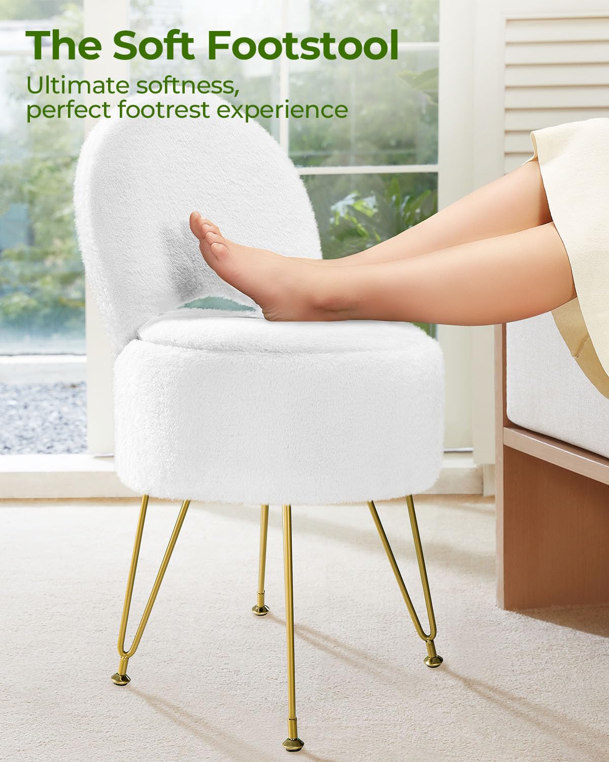 GREENSTELL vanity chair storage space under seat, 14x14 inches with 5.5 inches height