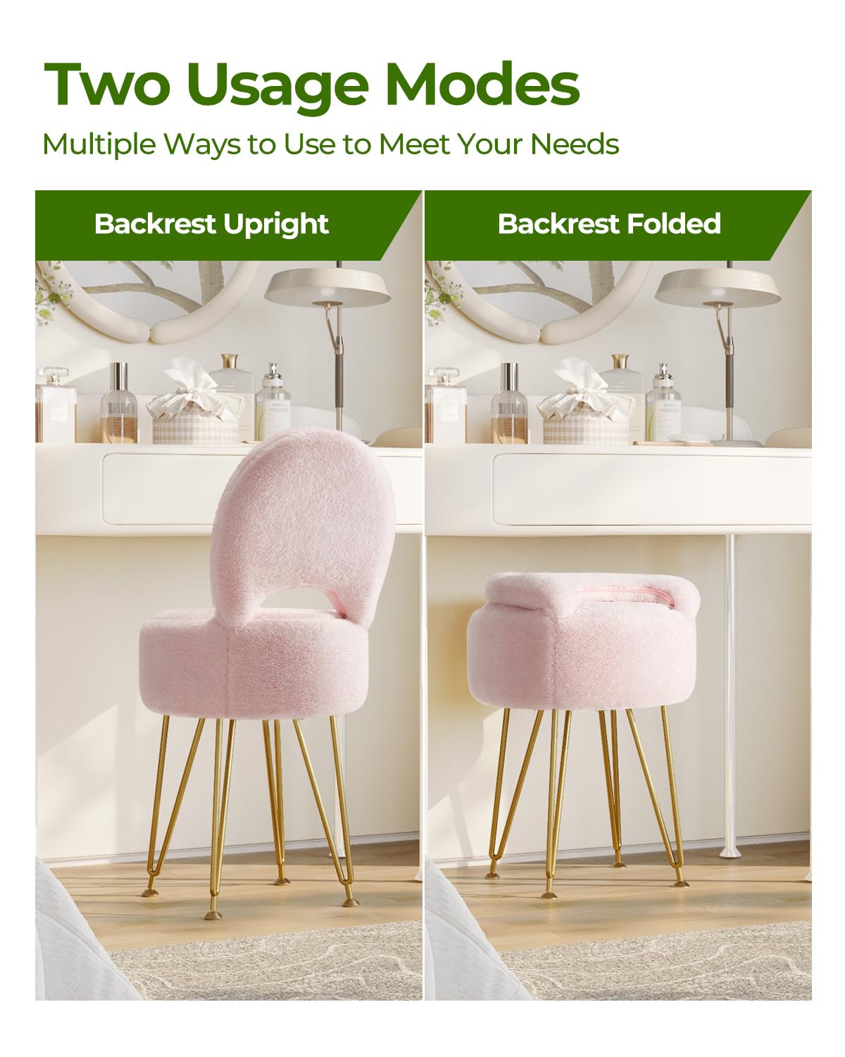 GREENSTELL anti-slip feet protect floors while keeping the stool steady.
