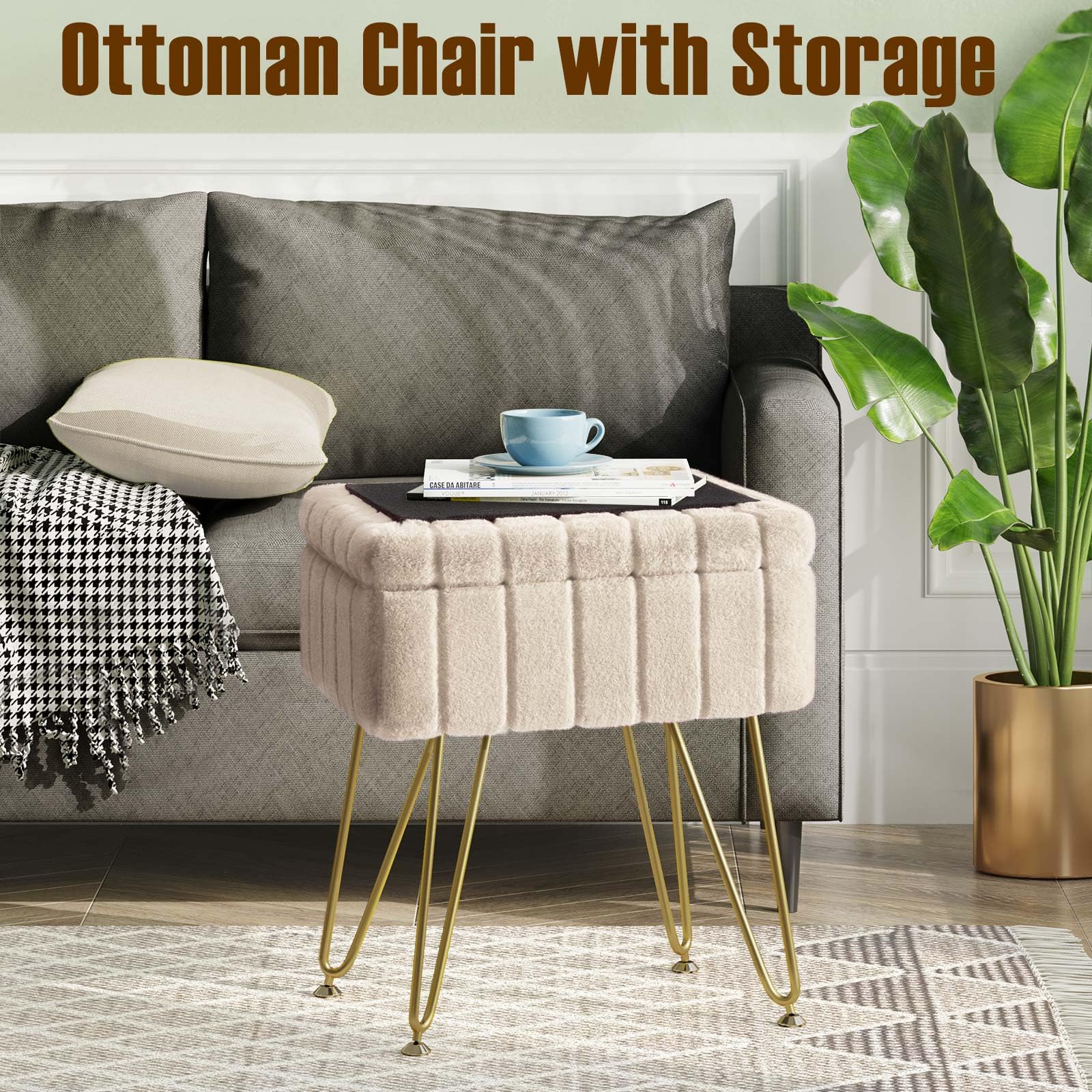 Greenstell vanity stool with non-slip feet protects floors during use