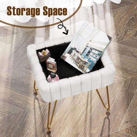 Greenstell vanity stool with anti-slip feet keeps it steady on any floor surface.