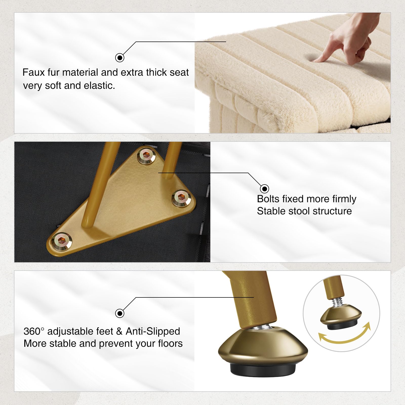 Greenstell vanity stool in camel color complements modern decor