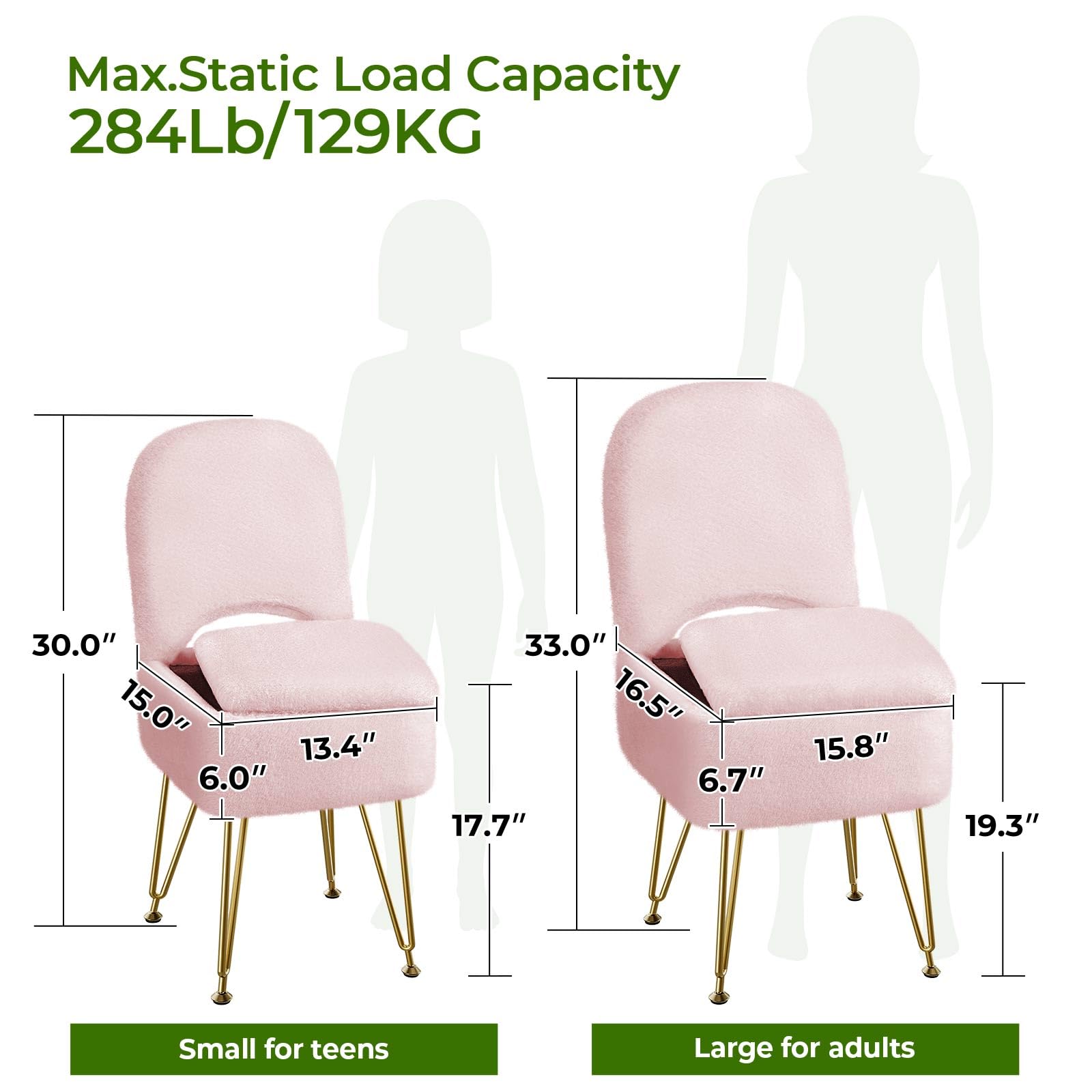 Greenstell compact vanity stool fits small rooms at 13.4 x 15 x 30 inches.