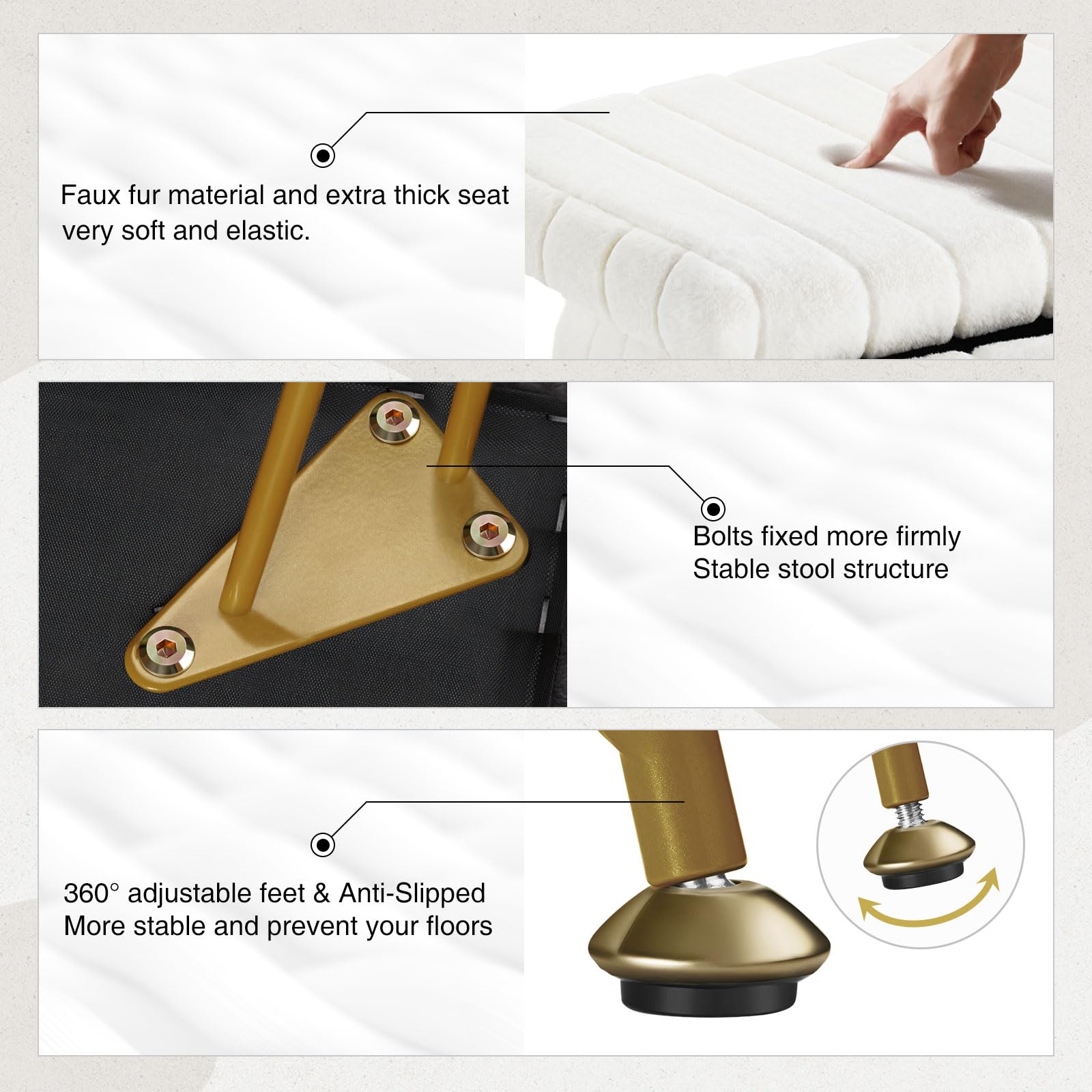 Greenstell vanity stool easy assembly with included screws and wrench.