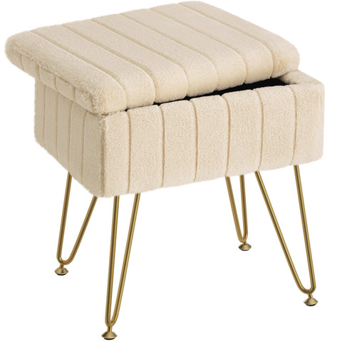 Greenstell vanity stool with faux fur seat for cozy dressing-area seating