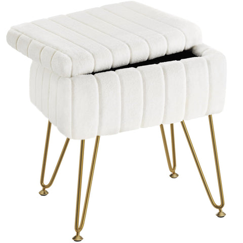 Greenstell vanity stool with faux fur seat provides cozy seating for grooming tasks.