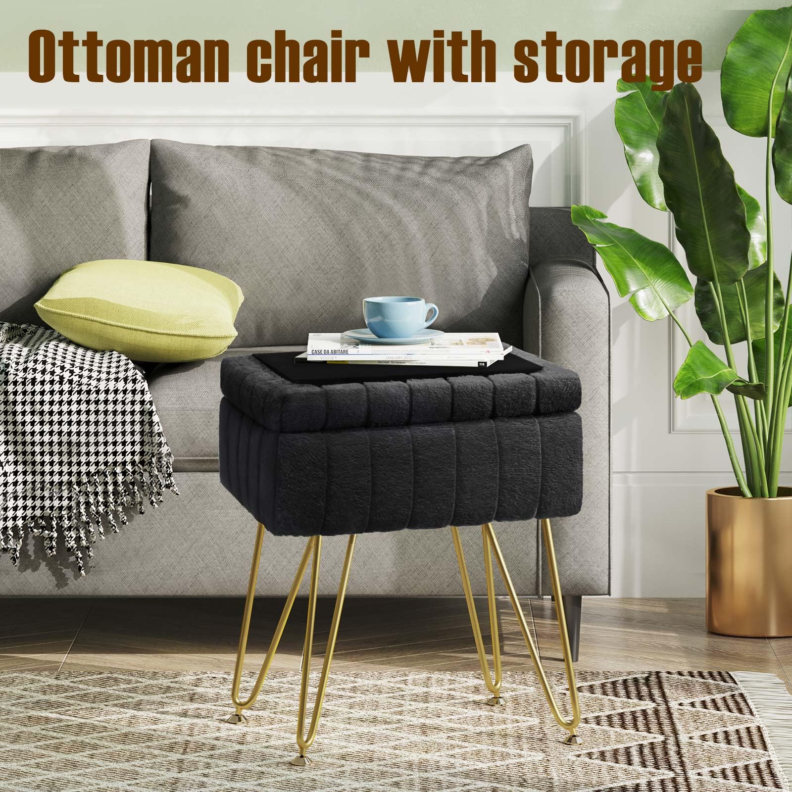 Greenstell vanity stool featuring sturdy metal legs and golden finish