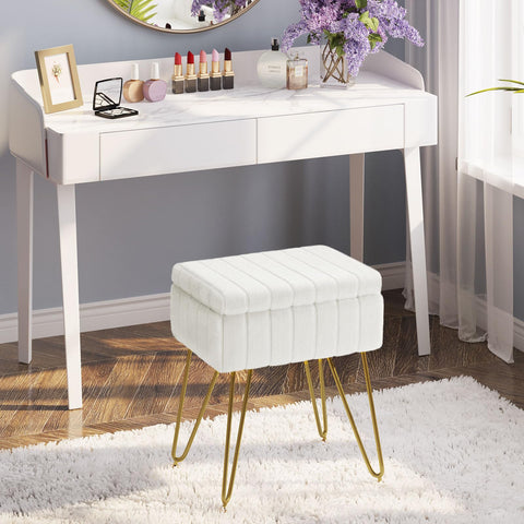 Greenstell vanity stool with metal legs provides sturdy support and modern style.