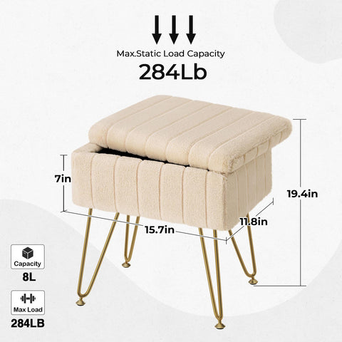 Greenstell vanity stool multipurpose furniture for seating, footrest, or storage
