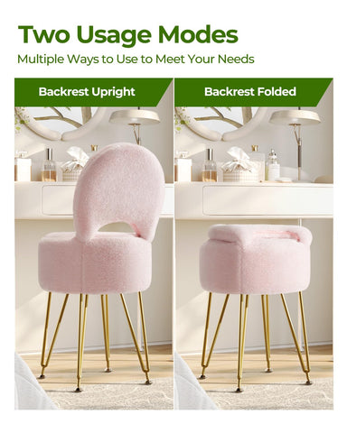 GREENSTELL vanity stool pink color complements modern decor.