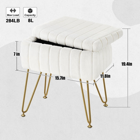 Greenstell vanity stool plush faux fur cover feels inviting and comfortable.