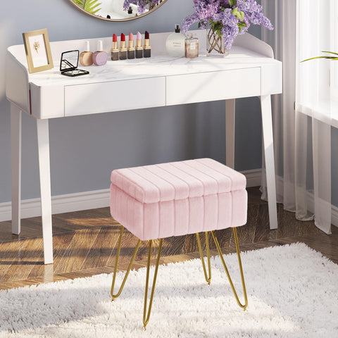 GREENSTELL soft seating stool for makeup vanity and relaxing footrest