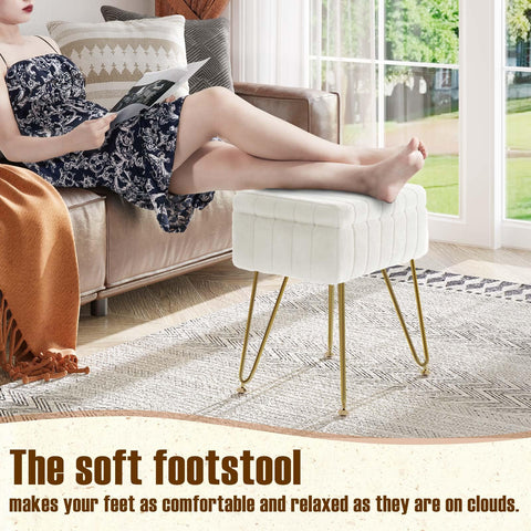 Greenstell vanity stool storage basket hides small items for quick access.