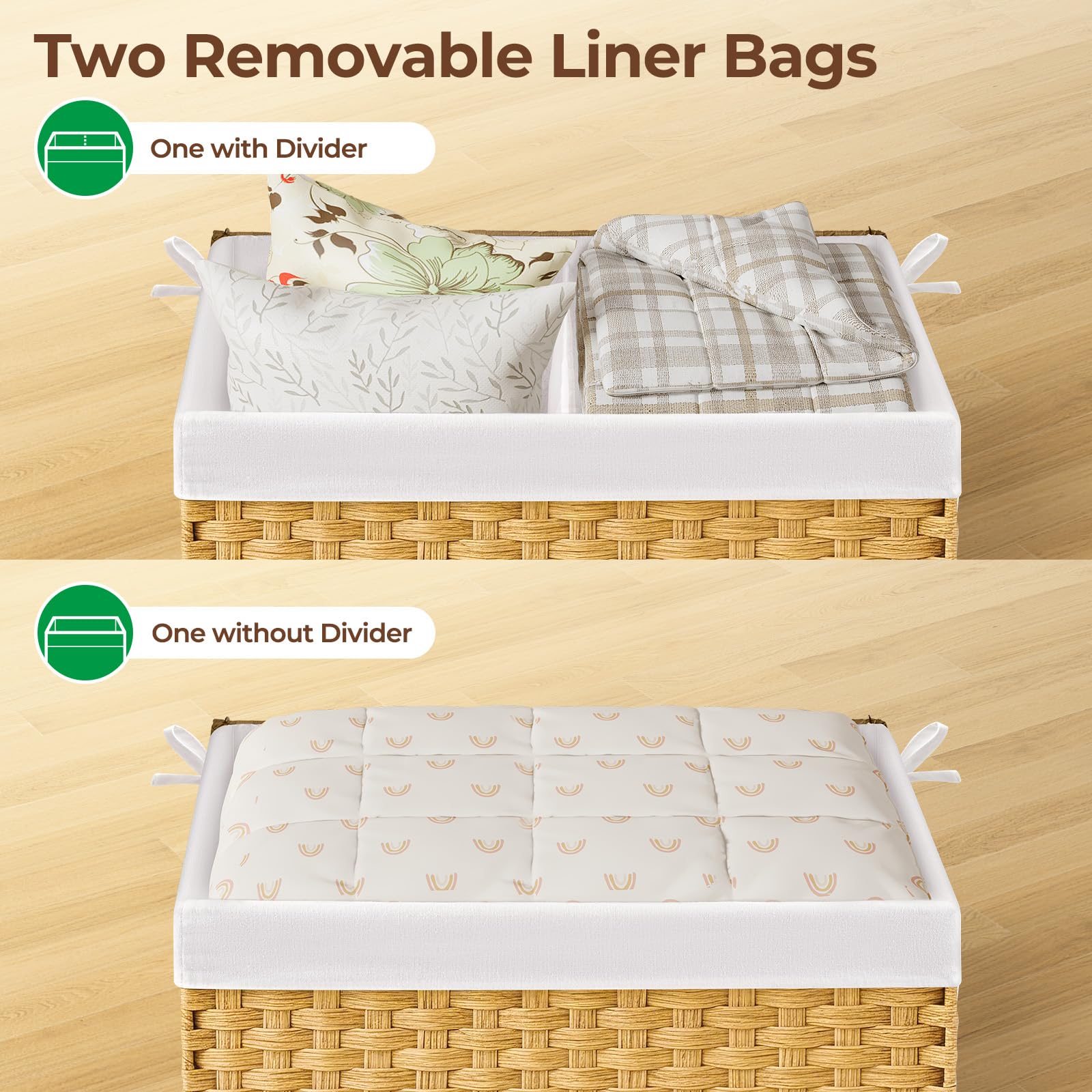 GREENSTELL waterproof synthetic rattan keeps contents protected from moisture.