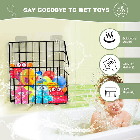 Greentainer large wire basket offers ample capacity for toiletries and toys.