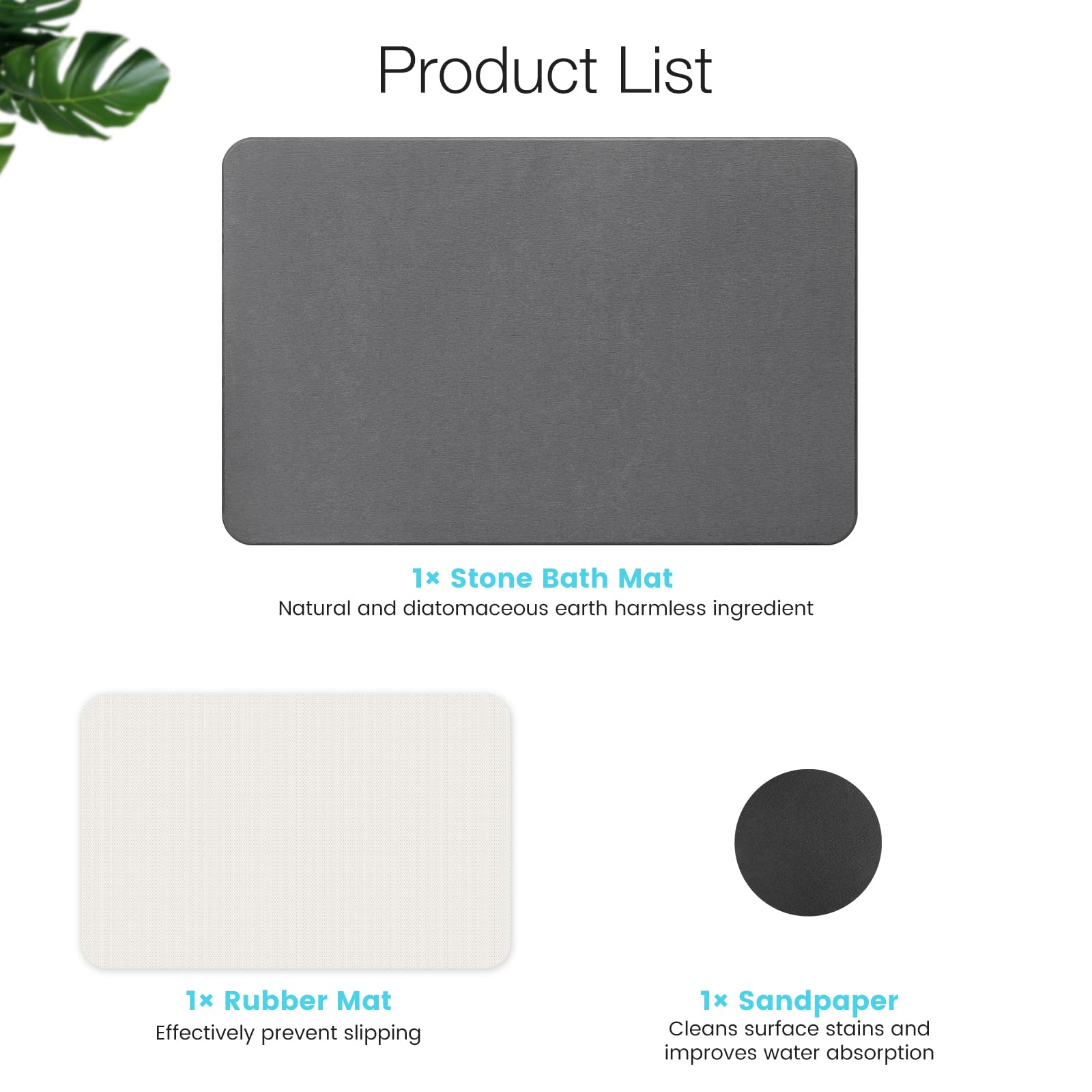 Greenturf diatomite bath mat sanding pad included helps refresh absorption