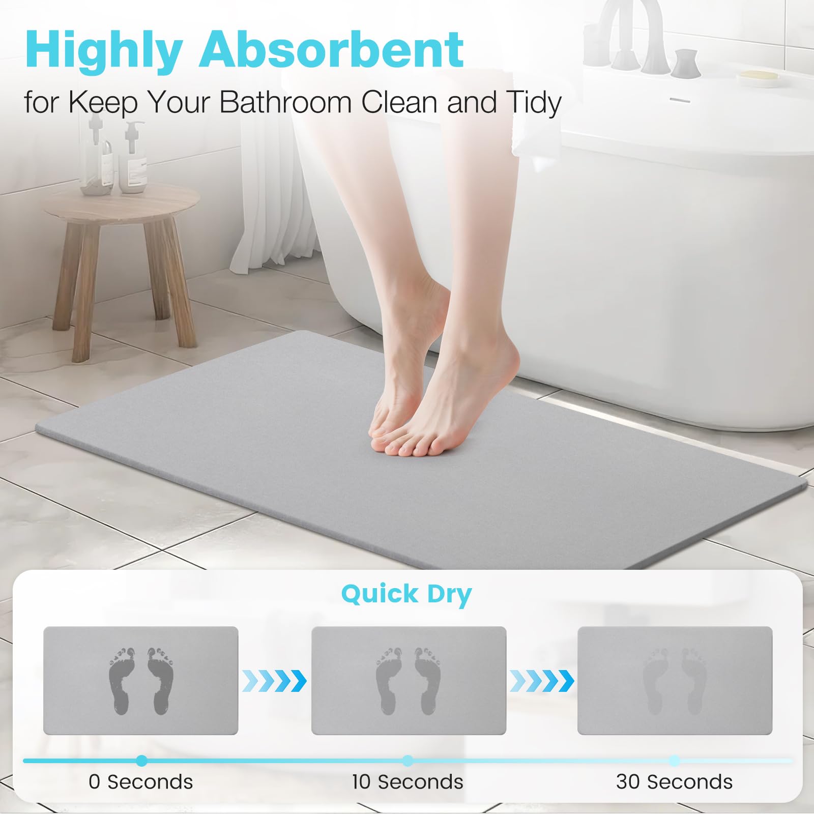 Greenturf bath mat with anti-slip rubber layer prevents sliding on wet floors