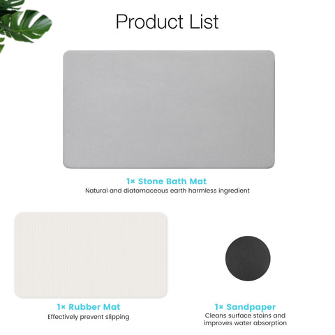Greenturf mat with curved corners cushions feet on bath floor