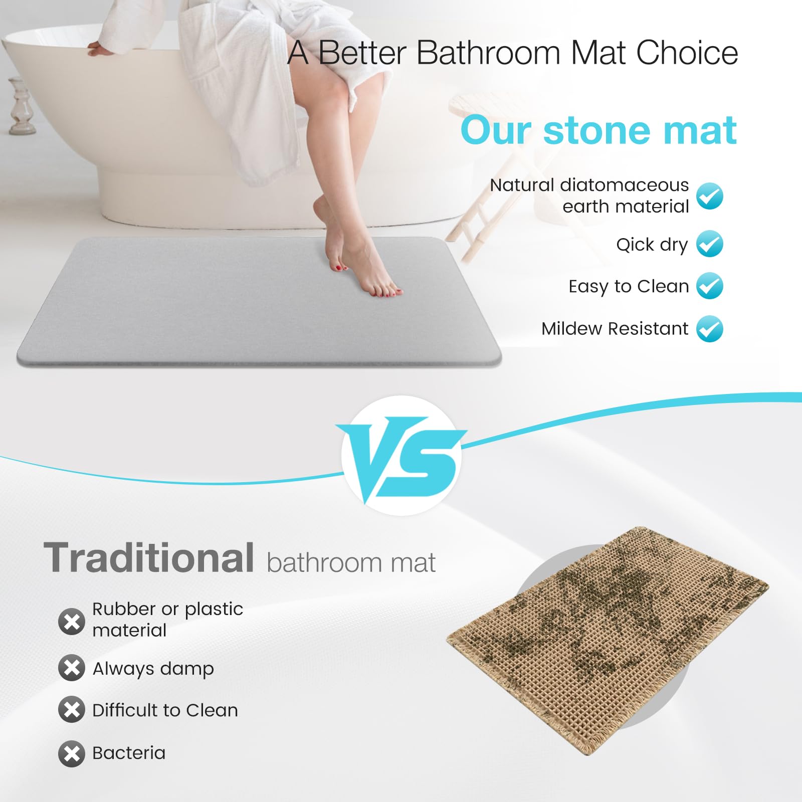 Greenturf diatomite mat demonstrates quick-dry performance on bath floor