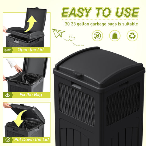 Dimensions of the Greesum 33-gallon bin suitable for standard bags.