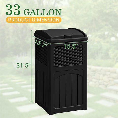 Greesum 33-gallon dimensions offer ample outdoor storage for gatherings