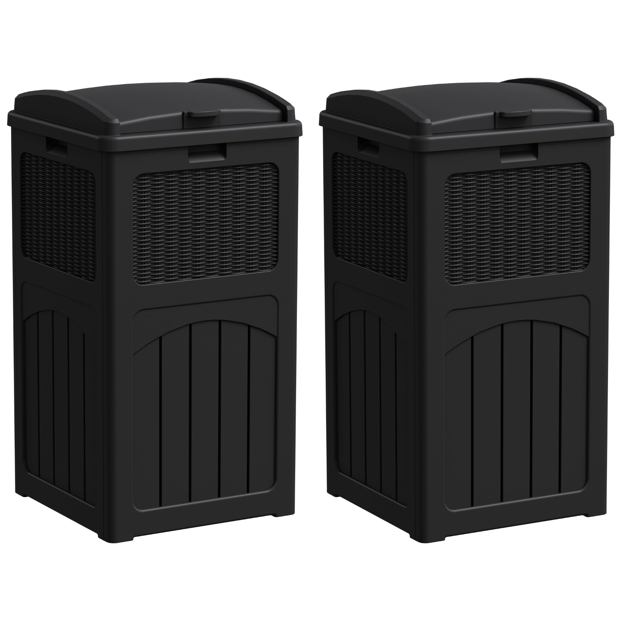 Greesum 33-gallon outdoor trash can with lid for weatherproof outdoor use.