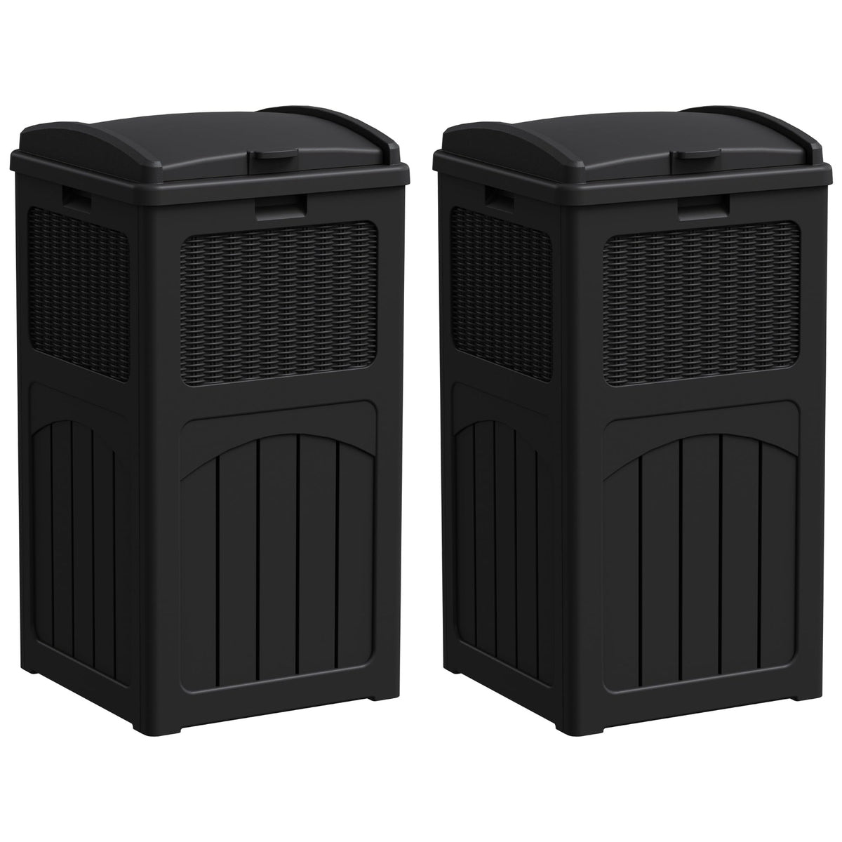 Greesum 33-gallon outdoor trash can with lid for weatherproof outdoor use.