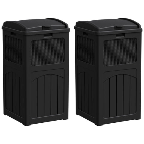 Greesum 33-gallon outdoor trash can with lid for weatherproof outdoor use.