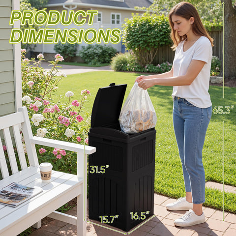 Greesum outdoor trash bin with rattan-design aesthetic for garden or patio.