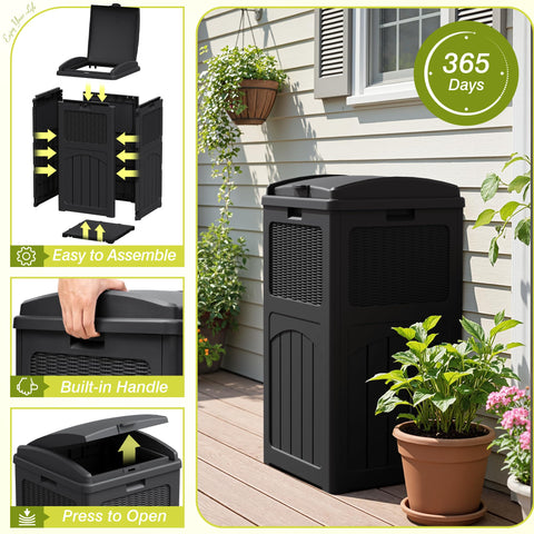 Greesum stylish patio bin enhances garden decor.