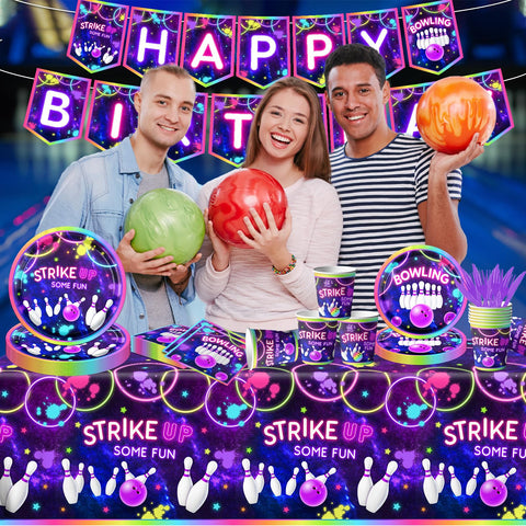 GREHUMOR bowling tablecloth rainbow neon glow elevates table styling