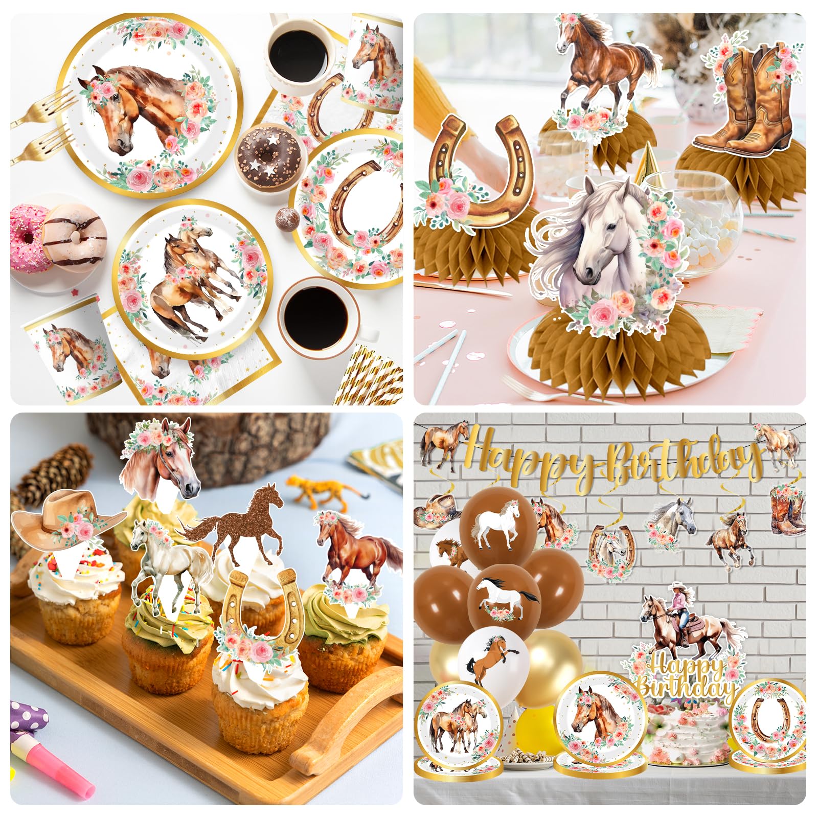 GREHUMOR Cowgirl cake topper crowns the centerpiece with festive sparkle.