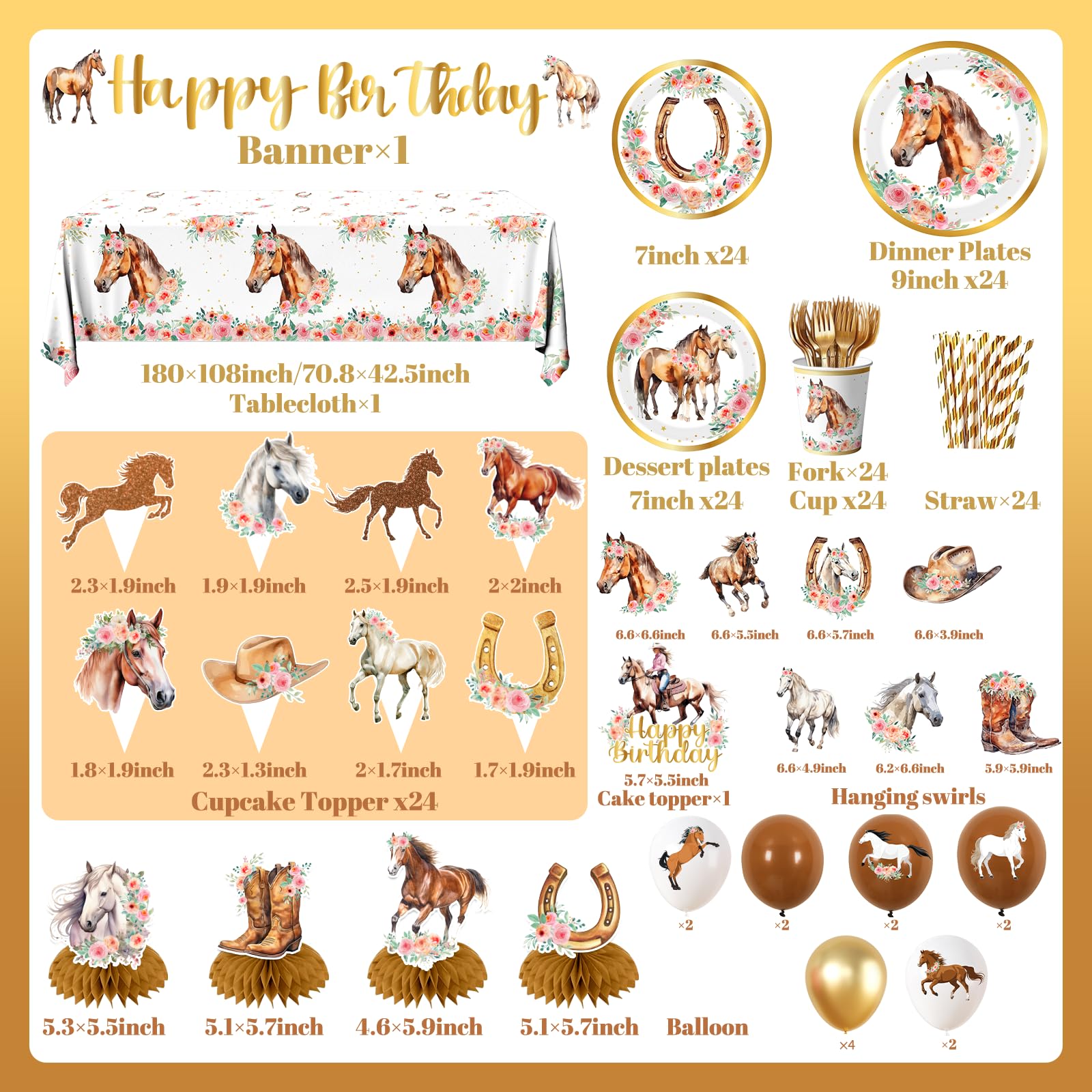 GREHUMOR Horse honeycomb centers add charming focal points to tables.