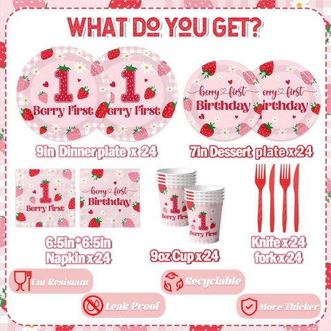 GREHUMOR Strawberry napkins 24pk, absorbent and convenient for quick cleanup