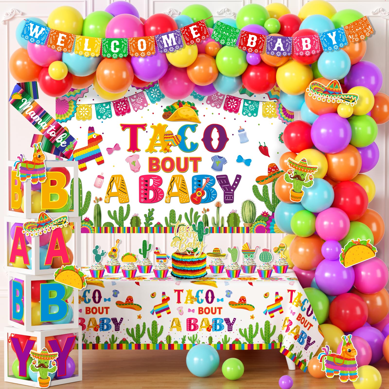GREHUMOR taco bout a baby banner for festive gender reveal vibes