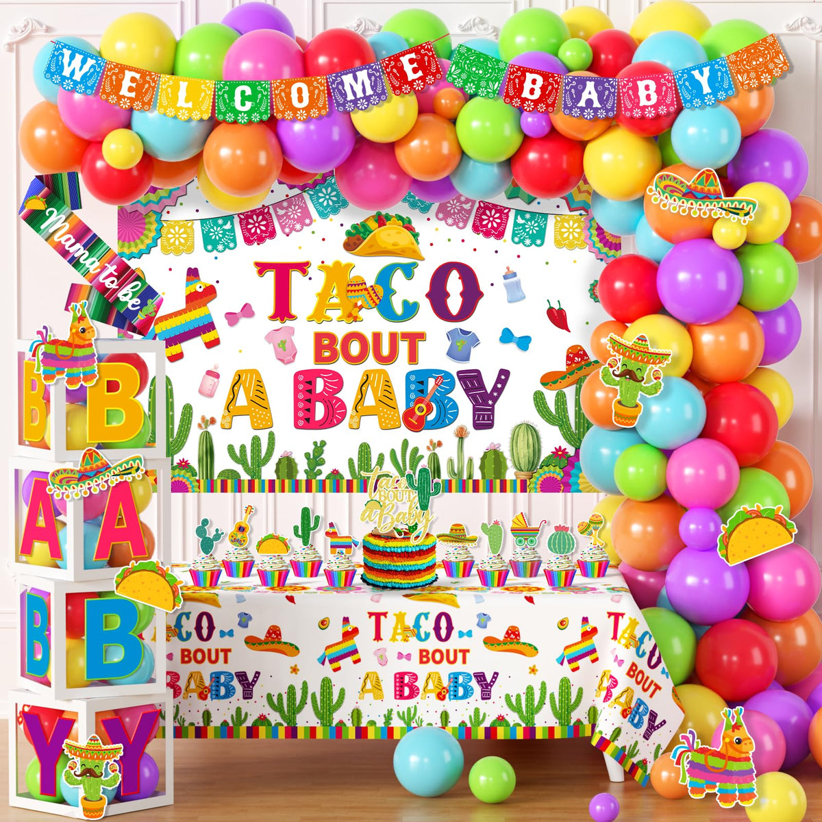 GREHUMOR taco bout a baby banner for festive gender reveal vibes