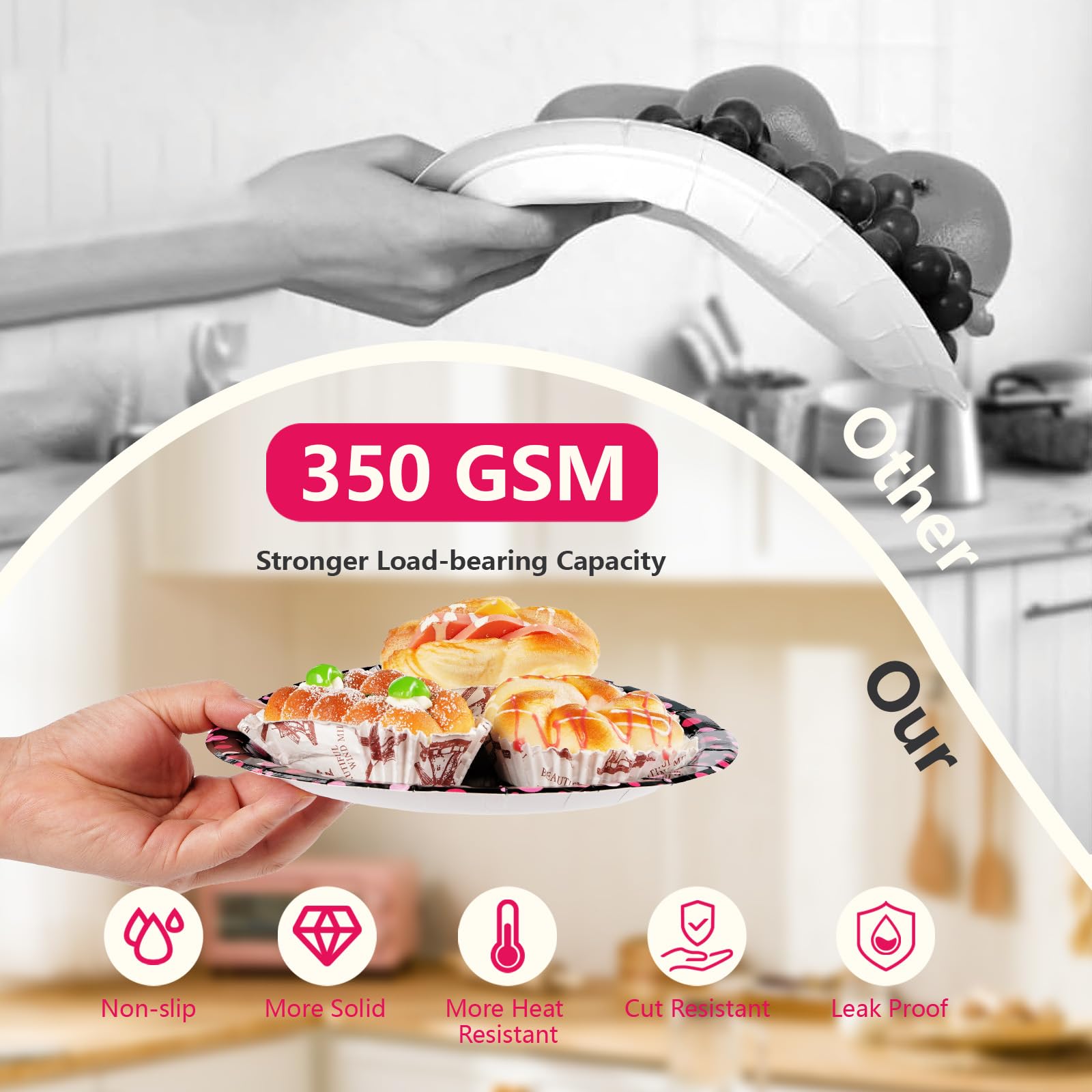 Grencian disposable forks complement the plates with sturdy dining.
