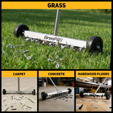 GRENPRO 8.8 lb pull captures ferrous debris efficiently.