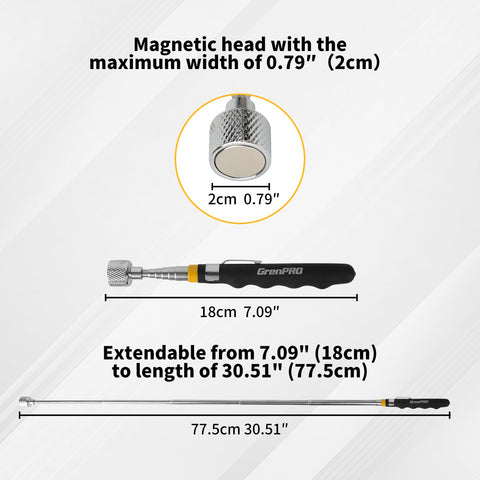 GRENPRO two-pack includes magnetic pickup tool for extra reach.