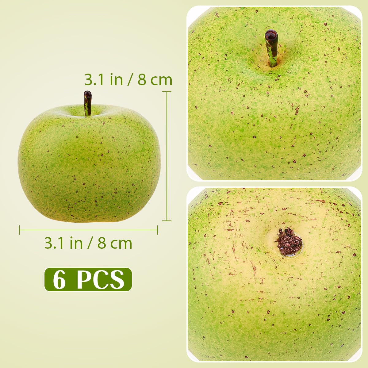 Gresorth artificial apple with textured skin for a lifelike look.